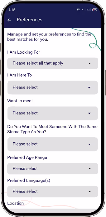 Preference based discovery screen with age location and language filters