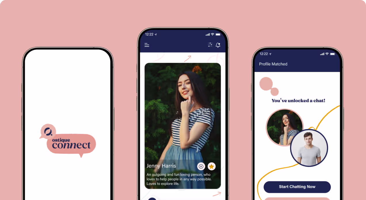 Peer to peer support platform for the ostomy community mobile app screens