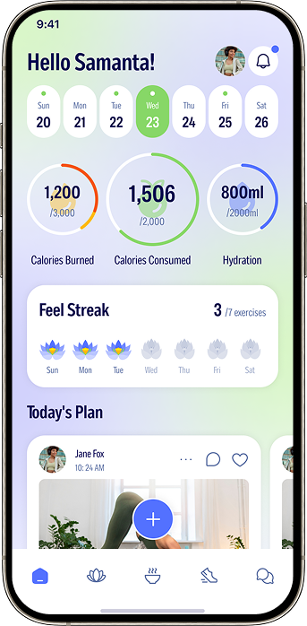 Health dashboard showing nutrition movement and weight progress