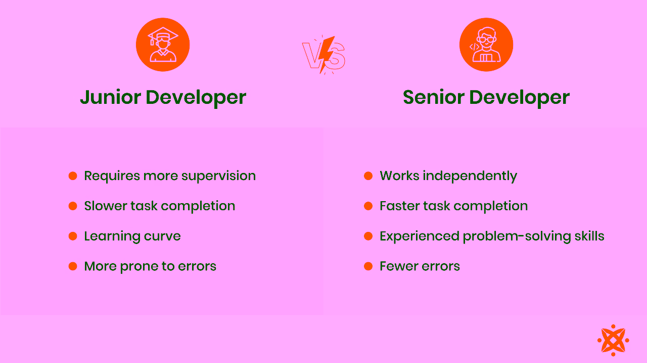 comparison of junior vs senior developer in app development
