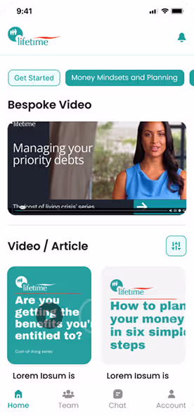 Lifetime mobile app interface
